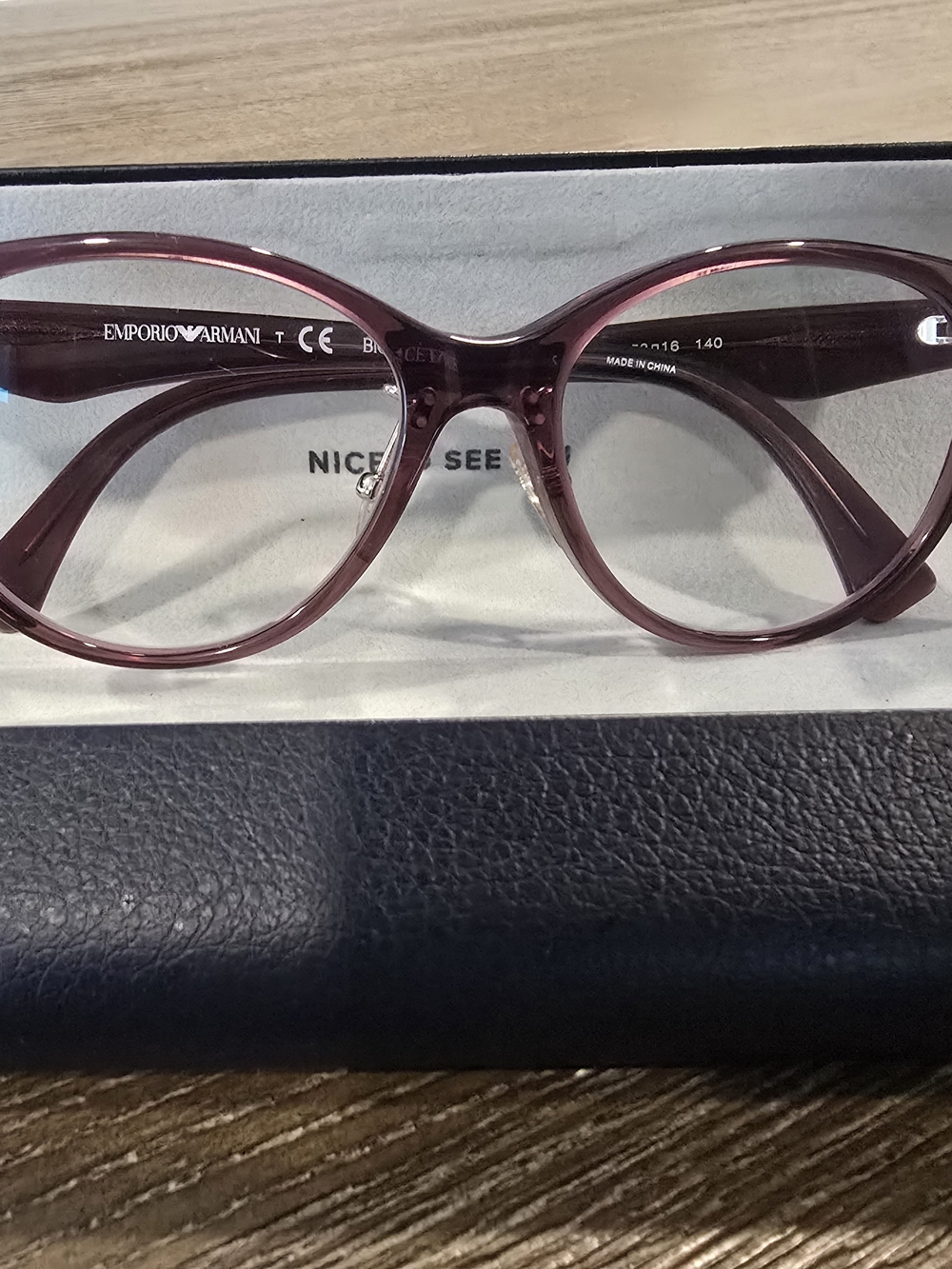 Women's Transparent Mauve Cat-Eye Glasse Frame 53-16-40 Low Bridge. - Picture 3 of 8